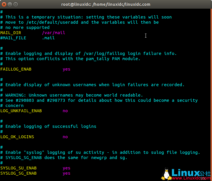 Linux新建用户配置文件 /etc/login.defs 详解